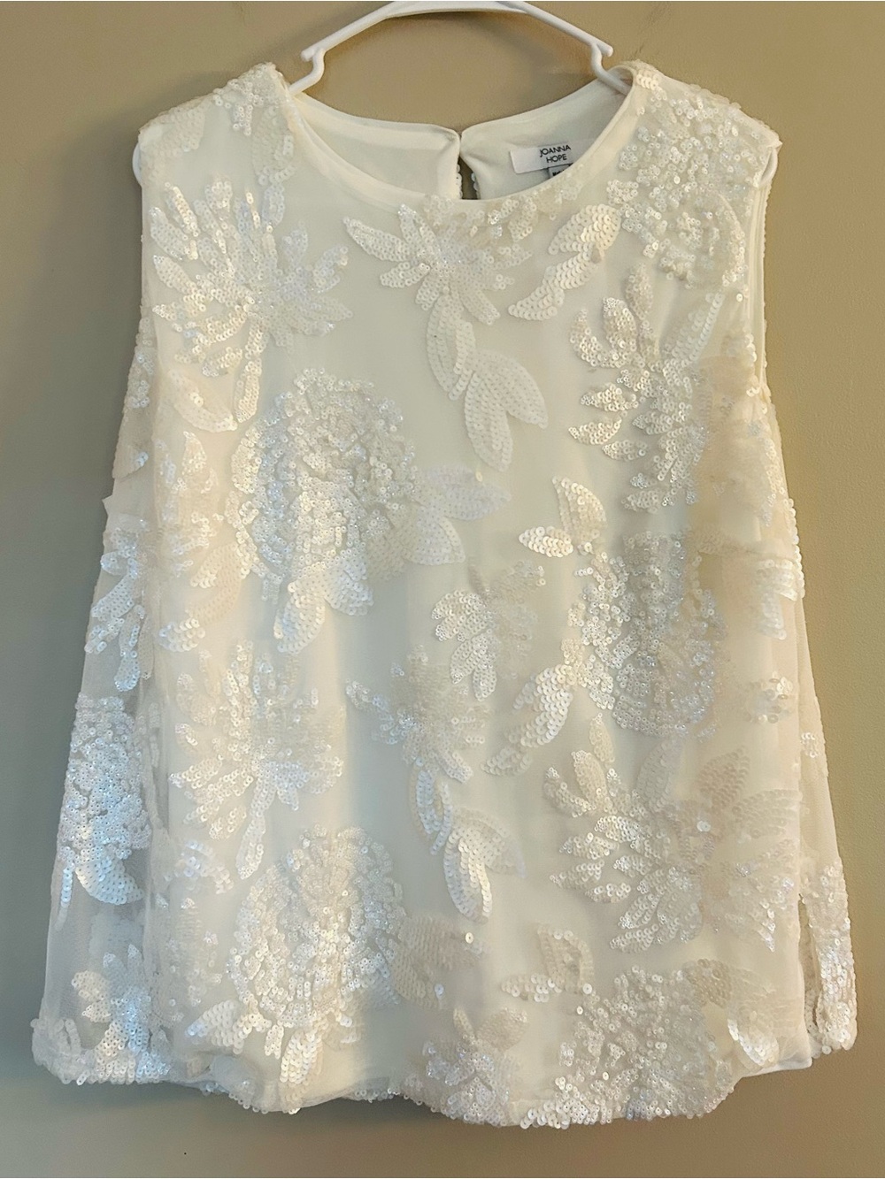 NWT Joanna Hope Embellished Ivory Sequin Floral Tank Top